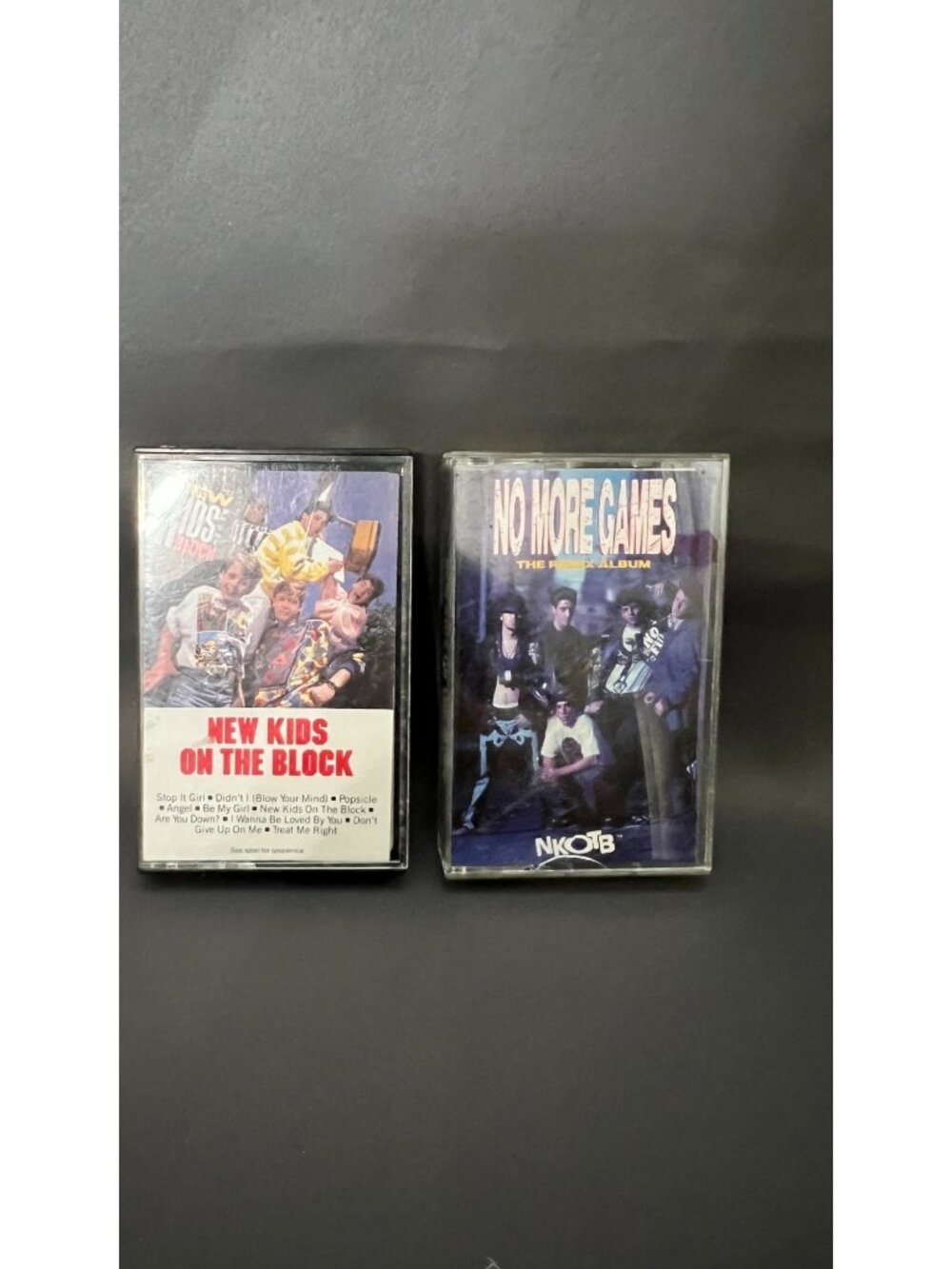 New Kids On The Block Cassette Tapes Lot - Self-Titled & No More Games Remix Alb